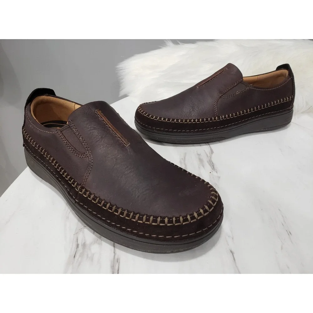 NEW NO BOX SIZE 8 Clarks Mens Nature 5 Walk Brown Leather Slip-On Loafer Shoes